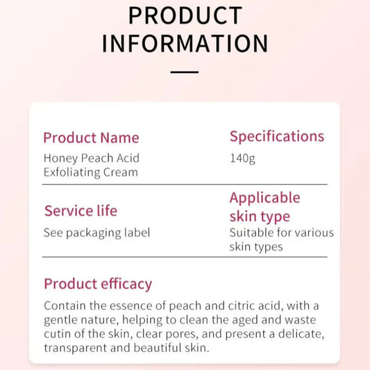 Bioaqua Peach Extract Fruit Acid Exfoliating Face Gel Cream 140g - Aurivea